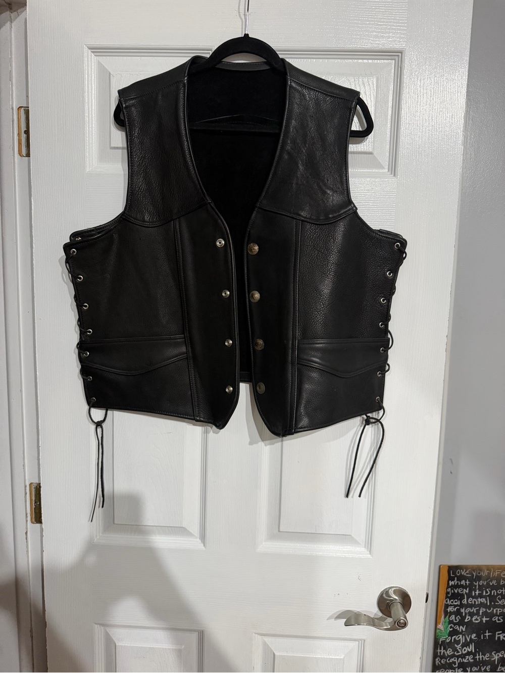 Kerr leather Black buffalo nickel  Lace-Up Motorcycle Vest